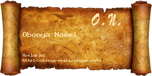 Obonya Noémi névjegykártya